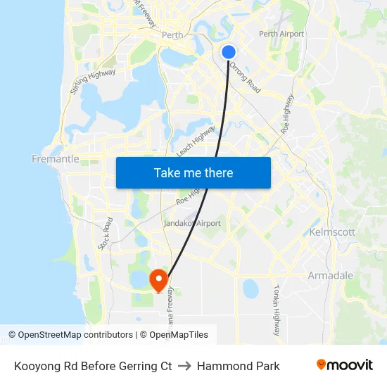 Kooyong Rd Before Gerring Ct to Hammond Park map
