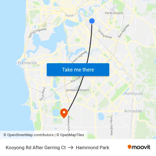Kooyong Rd After Gerring Ct to Hammond Park map