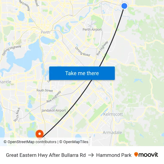 Great Eastern Hwy After Bullarra Rd to Hammond Park map