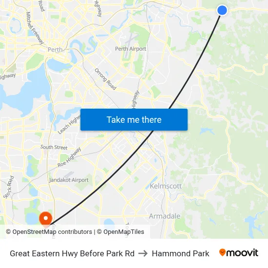 Great Eastern Hwy Before Park Rd to Hammond Park map