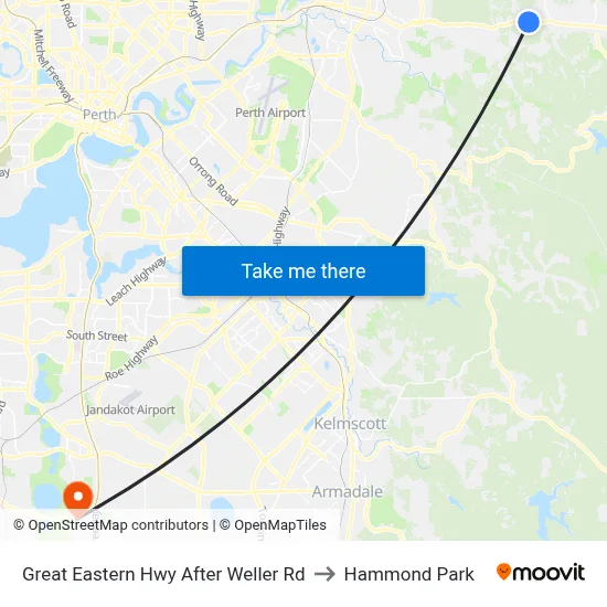 Great Eastern Hwy After Weller Rd to Hammond Park map