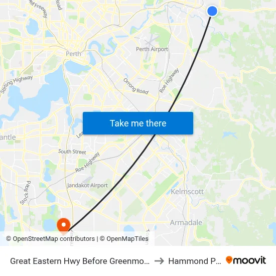 Great Eastern Hwy Before Greenmount Ri to Hammond Park map