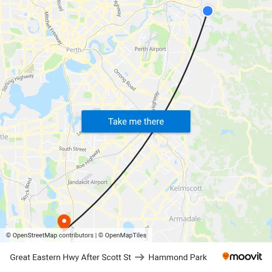 Great Eastern Hwy After Scott St to Hammond Park map