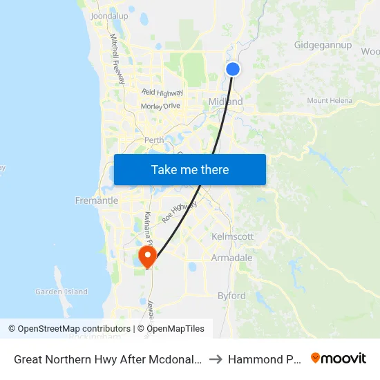Great Northern Hwy After Mcdonald St to Hammond Park map