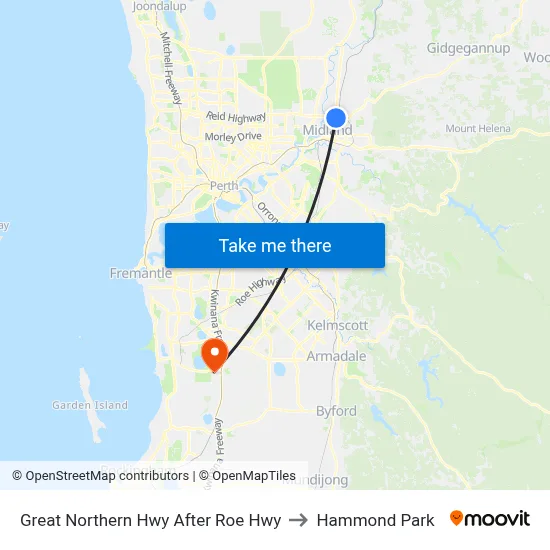 Great Northern Hwy After Roe Hwy to Hammond Park map