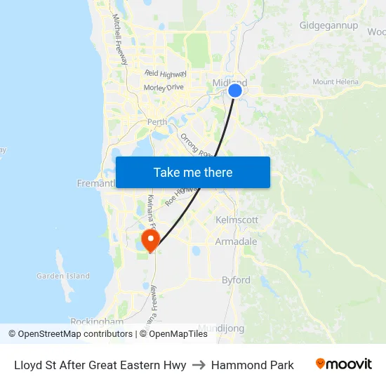 Lloyd St After Great Eastern Hwy to Hammond Park map