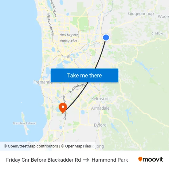 Friday Cnr Before Blackadder Rd to Hammond Park map
