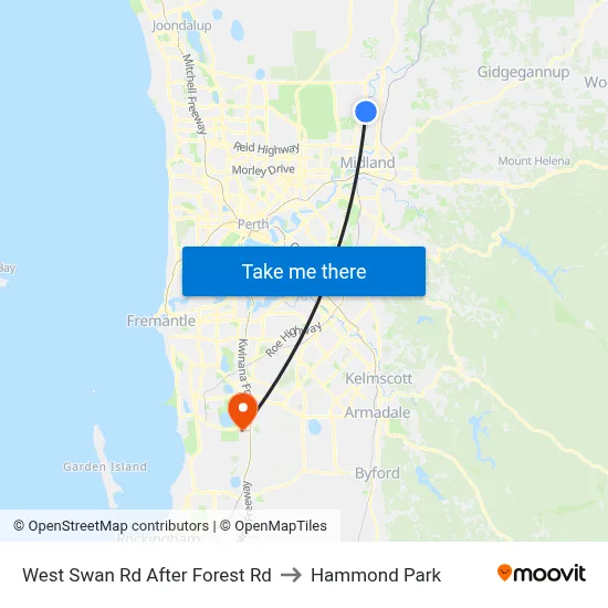 West Swan Rd After Forest Rd to Hammond Park map