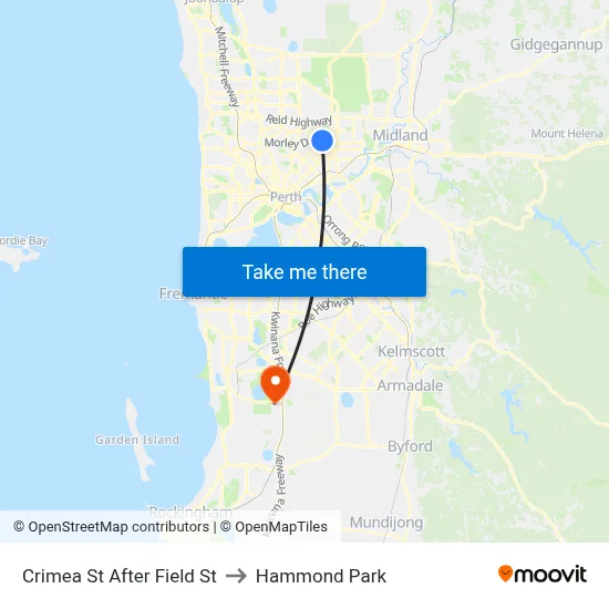 Crimea St After Field St to Hammond Park map
