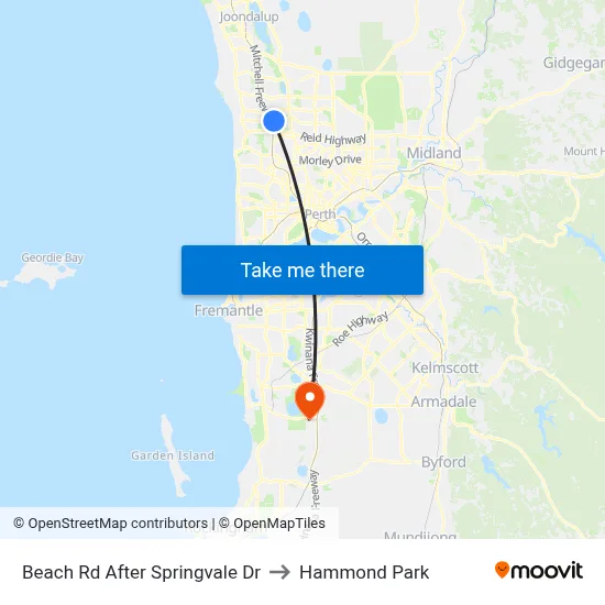 Beach Rd After Springvale Dr to Hammond Park map