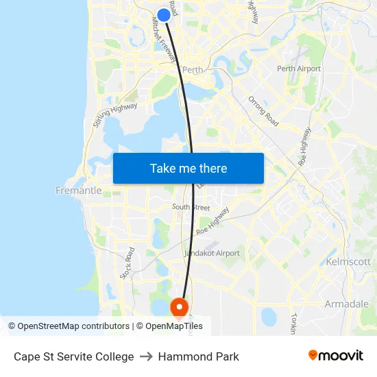 Cape St Servite College to Hammond Park map