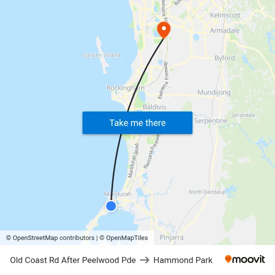 Old Coast Rd After Peelwood Pde to Hammond Park map