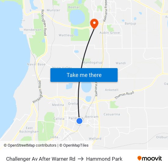 Challenger Av After Warner Rd to Hammond Park map