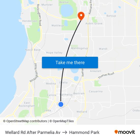 Wellard Rd After Parmelia Av to Hammond Park map