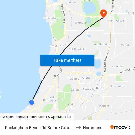 Rockingham Beach Rd Before Governor Rd to Hammond Park map