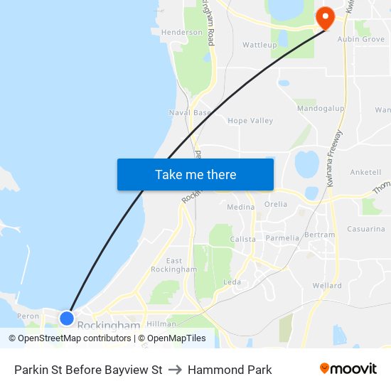 Parkin St Before Bayview St to Hammond Park map