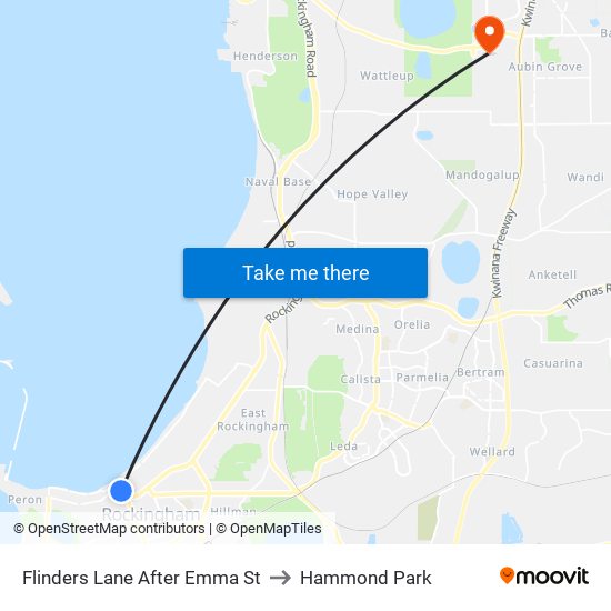 Flinders Lane After Emma St to Hammond Park map