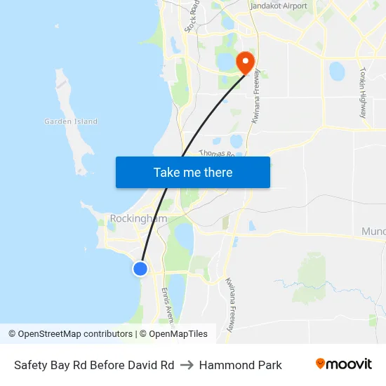 Safety Bay Rd Before David Rd to Hammond Park map