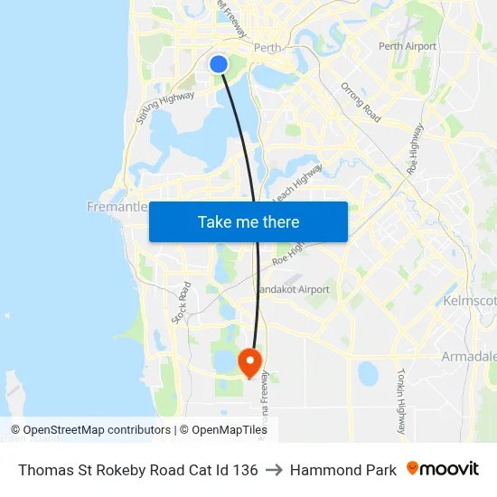 Thomas St Rokeby Road Cat Id 136 to Hammond Park map