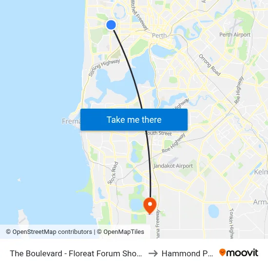 The Boulevard  - Floreat Forum Shop Ctr to Hammond Park map