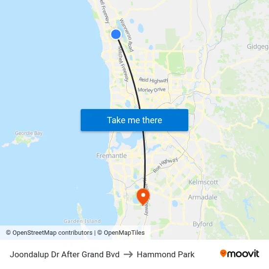 Joondalup Dr After Grand Bvd to Hammond Park map