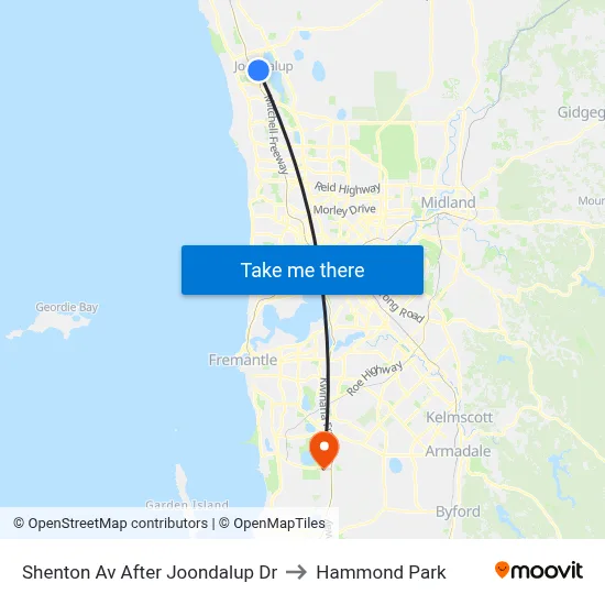 Shenton Av After Joondalup Dr to Hammond Park map