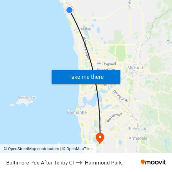 Baltimore Pde After Tenby Cl to Hammond Park map