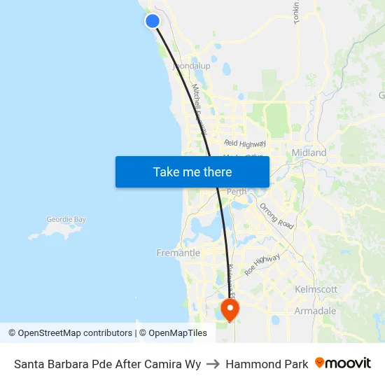 Santa Barbara Pde After Camira Wy to Hammond Park map