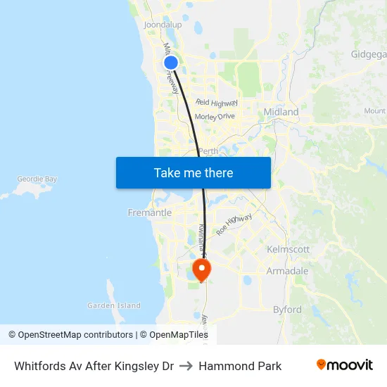Whitfords Av After Kingsley Dr to Hammond Park map