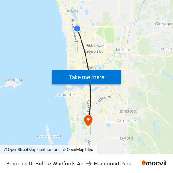 Barridale Dr Before Whitfords Av to Hammond Park map