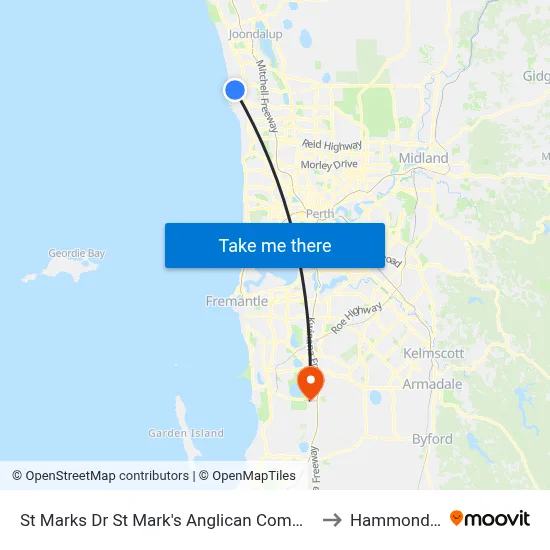 St Marks Dr St Mark's Anglican Community School to Hammond Park map