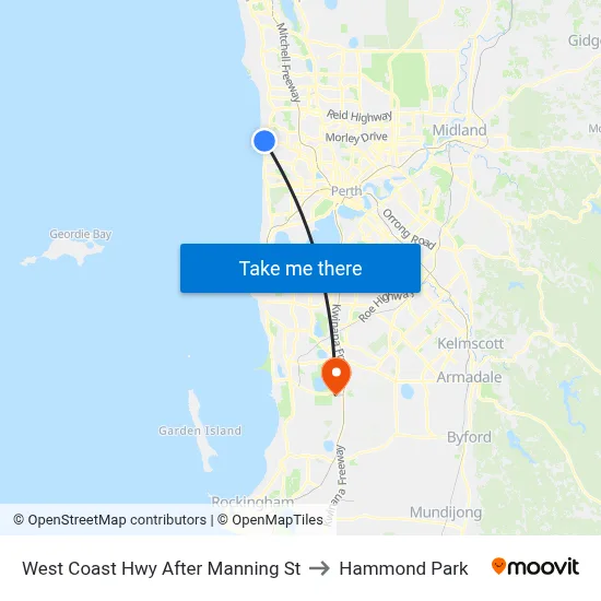 West Coast Hwy After Manning St to Hammond Park map