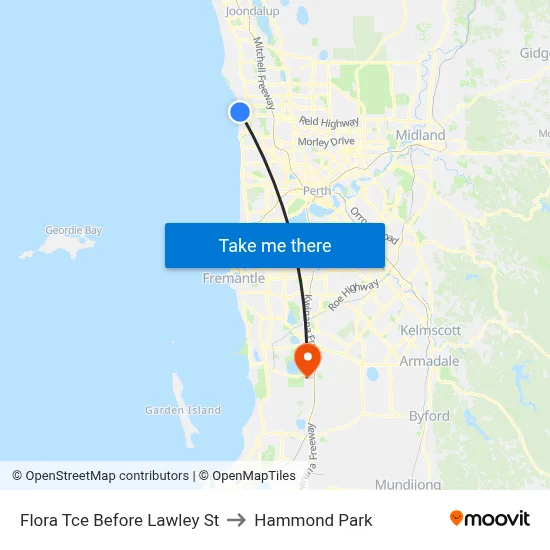 Flora Tce Before Lawley St to Hammond Park map