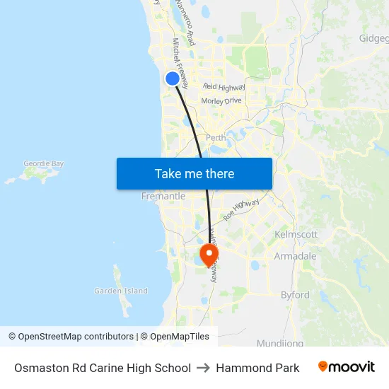 Osmaston Rd Carine High School to Hammond Park map