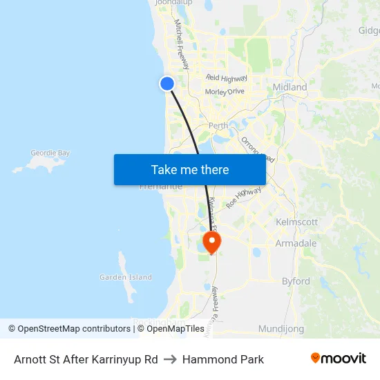 Arnott St After Karrinyup Rd to Hammond Park map
