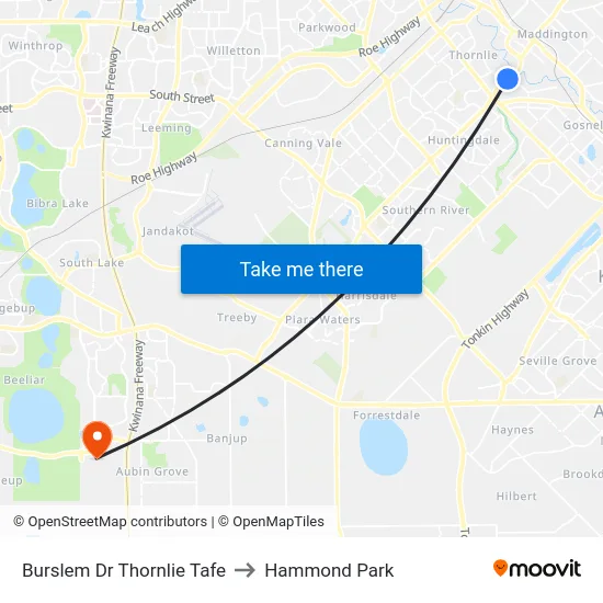 Burslem Dr Thornlie Tafe to Hammond Park map