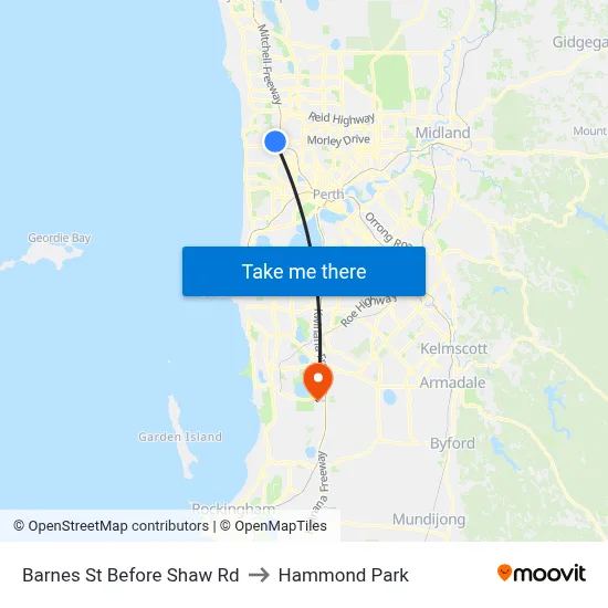 Barnes St Before Shaw Rd to Hammond Park map