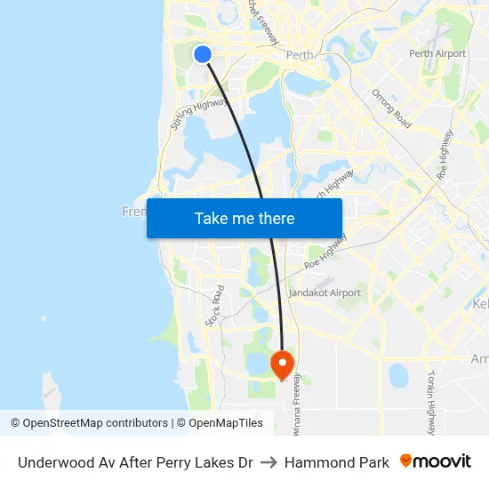Underwood Av After Perry Lakes Dr to Hammond Park map