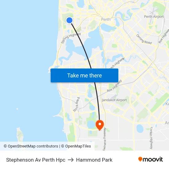 Stephenson Av Perth Hpc to Hammond Park map