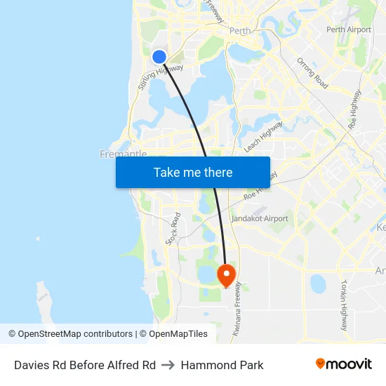 Davies Rd Before Alfred Rd to Hammond Park map
