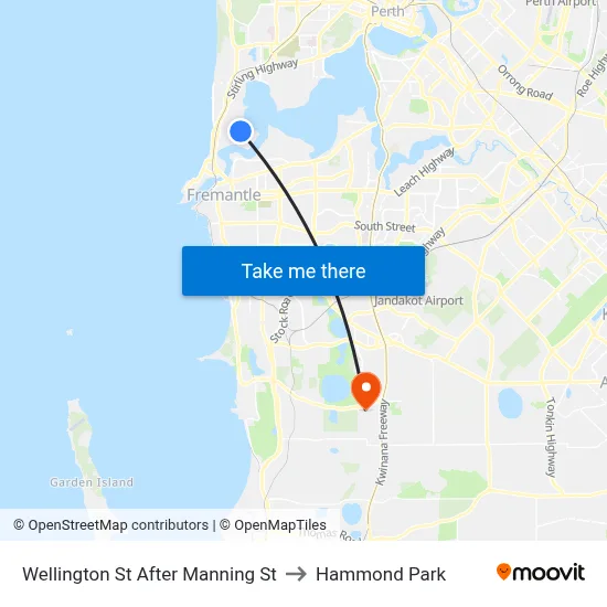 Wellington St After Manning St to Hammond Park map