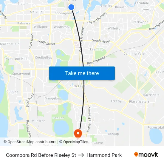 Coomoora Rd Before Riseley St to Hammond Park map