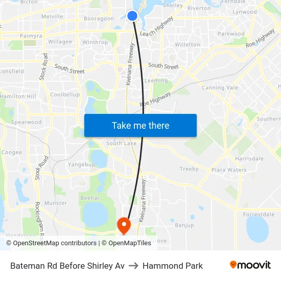 Bateman Rd Before Shirley Av to Hammond Park map