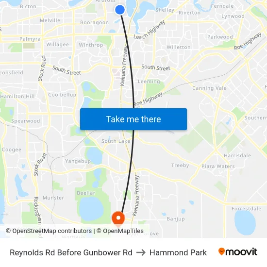 Reynolds Rd Before Gunbower Rd to Hammond Park map