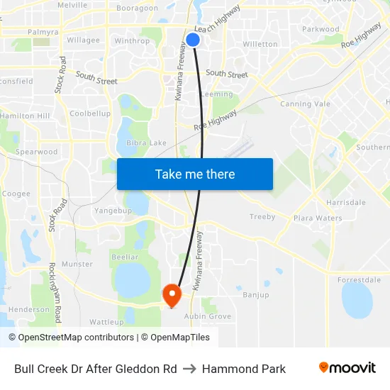 Bull Creek Dr After Gleddon Rd to Hammond Park map