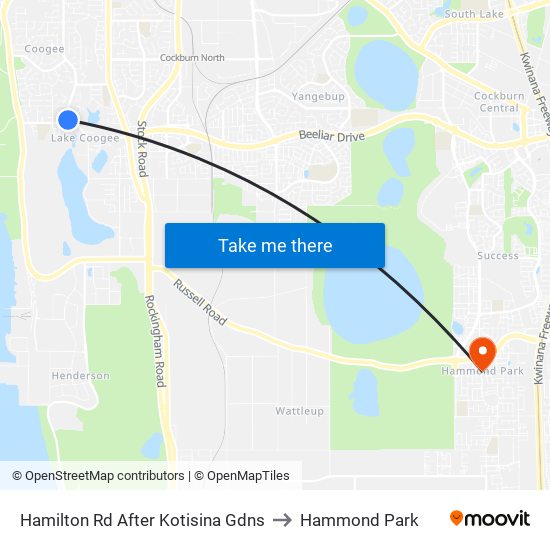 Hamilton Rd After Kotisina Gdns to Hammond Park map