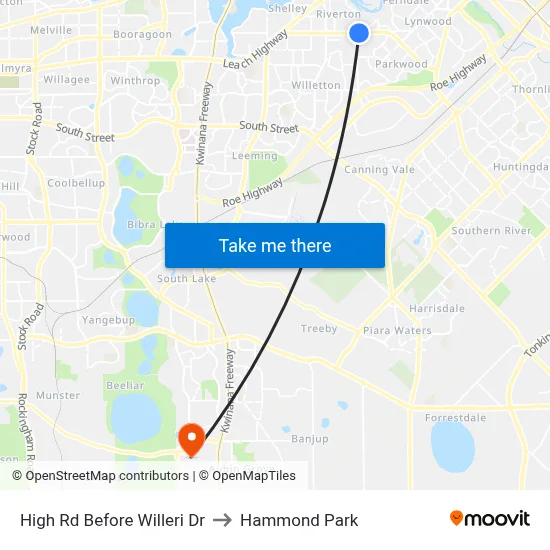 High Rd Before Willeri Dr to Hammond Park map