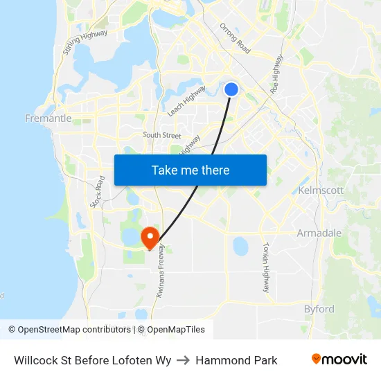 Willcock St Before Lofoten Wy to Hammond Park map