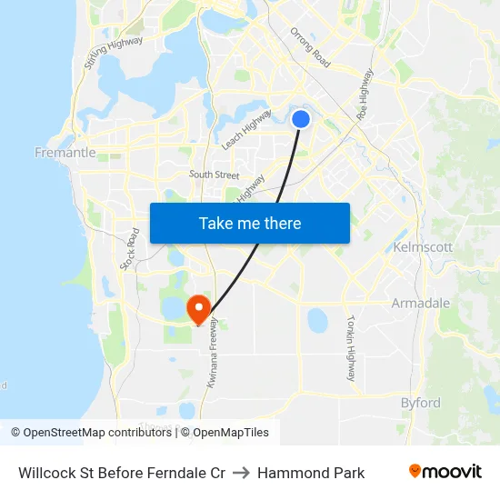 Willcock St Before Ferndale Cr to Hammond Park map
