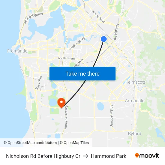 Nicholson Rd Before Highbury Cr to Hammond Park map